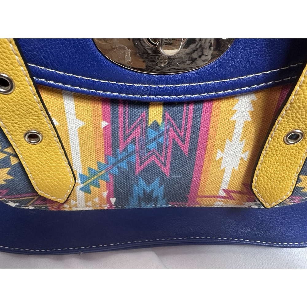 Cirque Du Soleil Blue Bag With Yellow Handle Aztec Print No Shoulder Strap - Picture 8 of 16